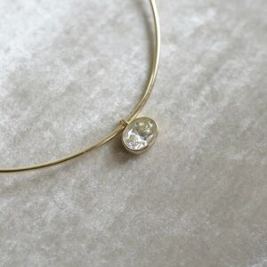 Nicola Bathie Bezel Oval Charm and Golden Collar Necklace